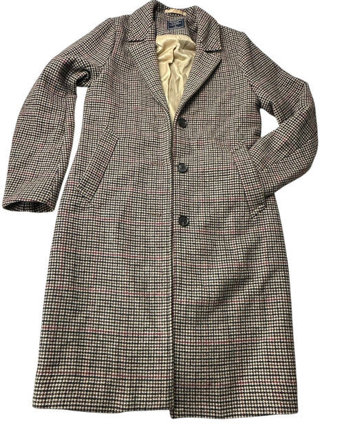 Abercrombie & Fitch Dad Over Coat Women’s Large Houndstooth Wool Blend